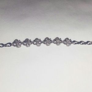 Silver & crystal tennis style bracelet, 6-1/2"